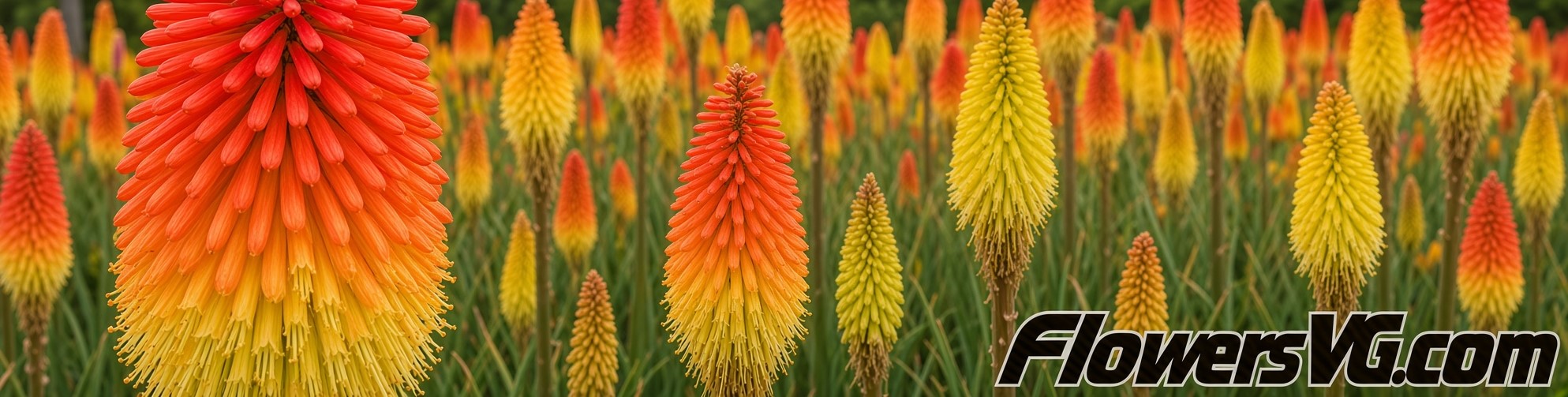 hot poker kniphofia flowers