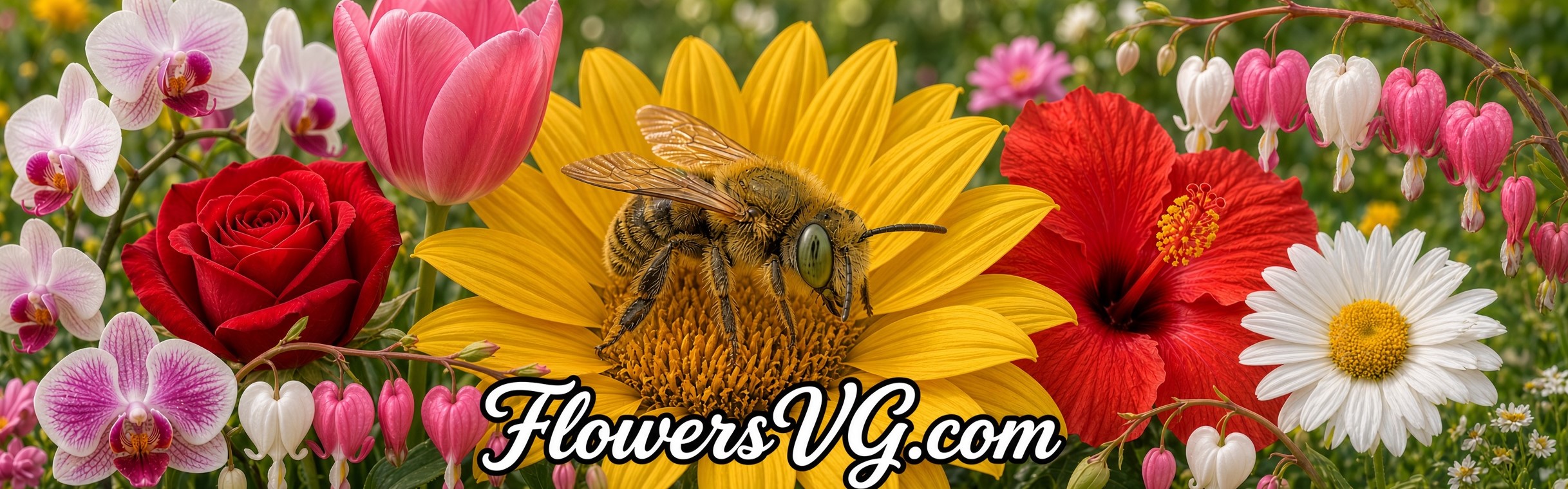 Flowers VG Bee Flower Garden